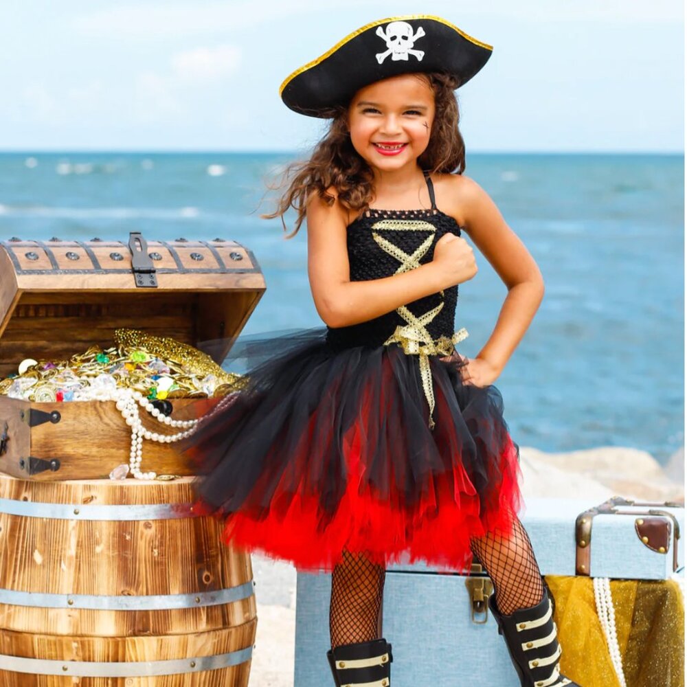 Mia Belle Girls Pirate Captain Tutu Costume Dress SZ 7 (GIRLS) w/ HAT